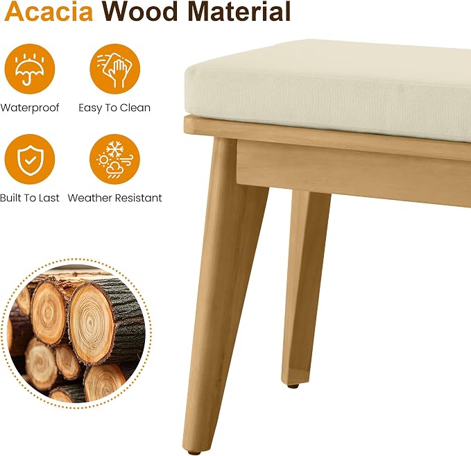 Wisteria Lane Acacia Outdoor Bench - Image 4