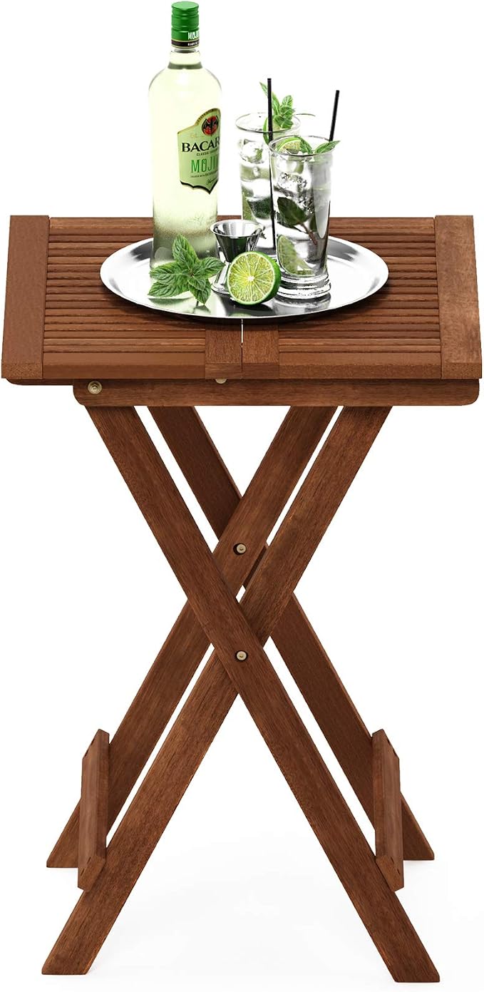 Furinno FG18065 Tioman Hardwood Patio Furniture Folding Table in Teak Oil - Image 4