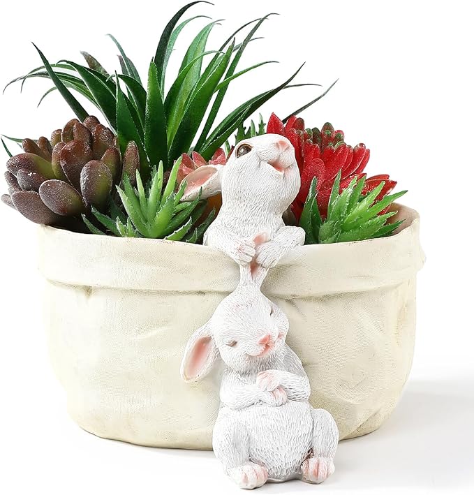 Rabbit Flower Pot Succulent Planter Garden Pots, Easter Decorative Flower Pot by WONDHOME