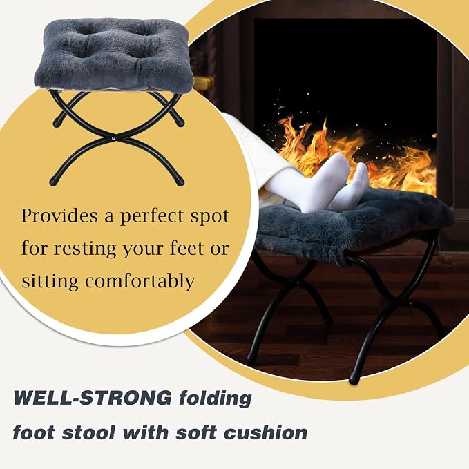 15" Foldable Foot Stool Ottoman - Image 4