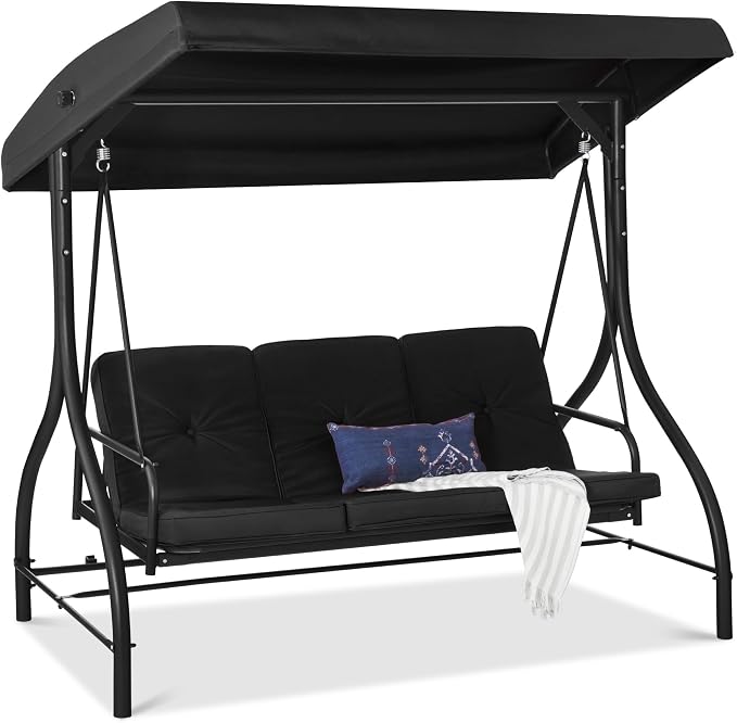 Best Choice Products 3-Seat Outdoor Large Converting Canopy Swing Glider by BestChoiceProducts
