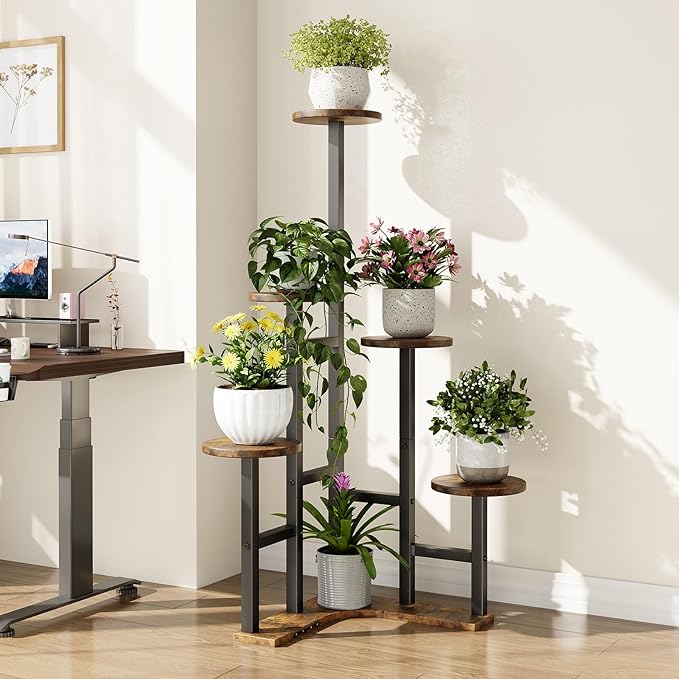 Corner Plant Stand Indoor with Grow Lights, 6 Tiered Corner Plant Shelf Flower - Image 8