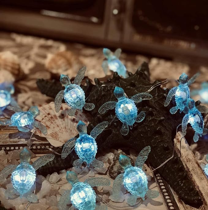 Nautical Solar Lights for Outside Sea Turtle Outdoor Garden Decor 14ft 40LED - Image 4