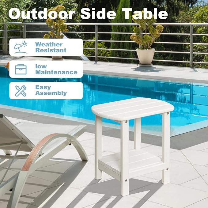 Adirondack Outdoor Side Table, 16.5” HDPE Small Patio Table - Image 5