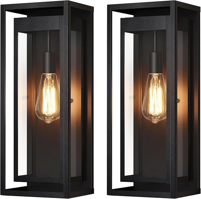 19" Outdoor Wall Lights, 2 Pack Large Size Matte Black Outdoor Sconce Lights by Slypadan