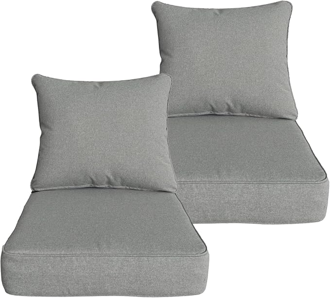 Goodgoods 22x24 inch Outdoor/Indoor Deep Seat Patio Cushions Set of 2 Resilient by Goodgoods