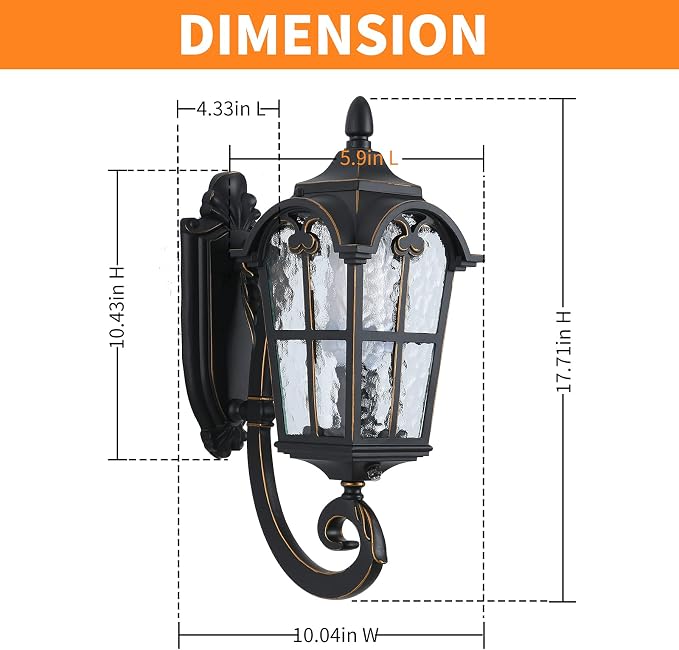 LONEDRUID Dusk to Dawn Sensor Outdoor Wall Light Fixtures Black Roman 17.71" H - Image 5