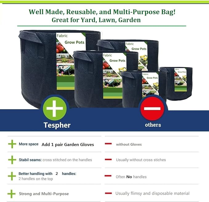 3-Pack 40 Gallon Thickened Plant Grow Bags Large Heavy Duty Garden Bag Fabric - Image 7