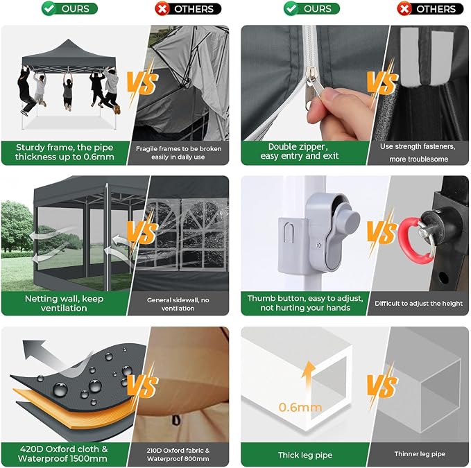 COBIZI 10x10 Heavy Duty Pop Up Canopy - Image 5