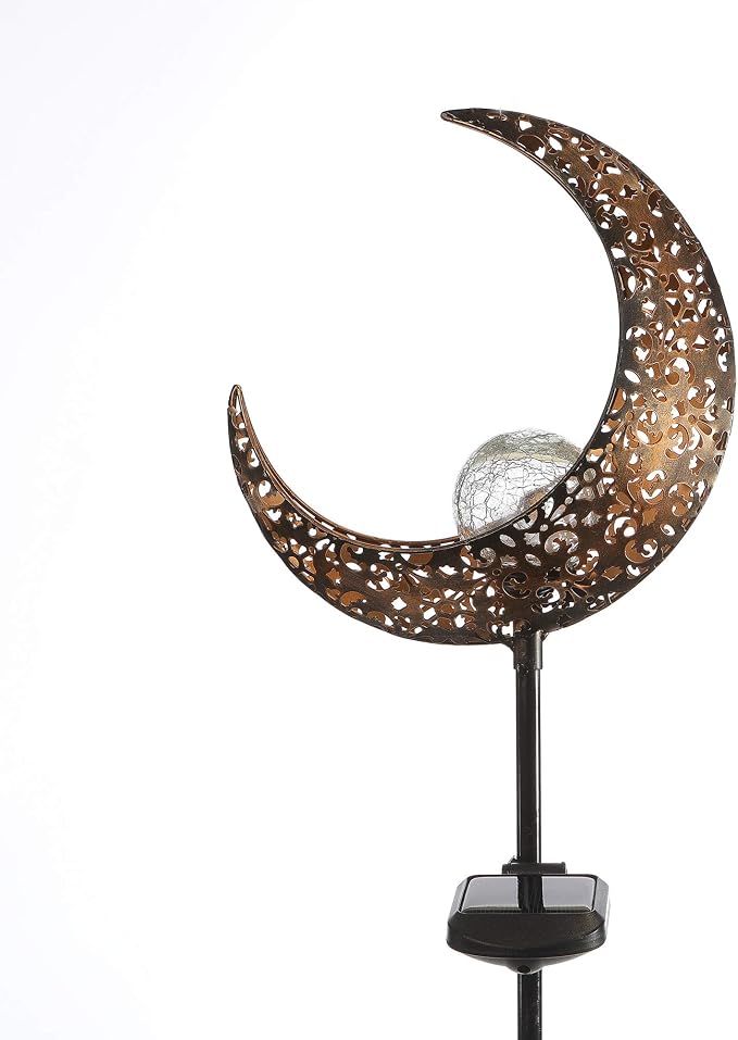 Solar Garden Light Outdoor Decorative, Moon Decor Crackle Glass Globe Garden - Image 8