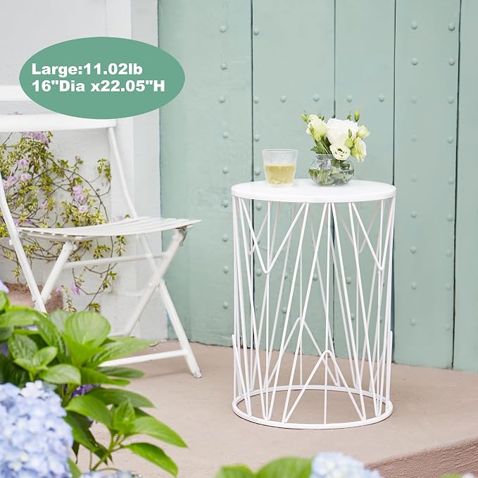 Y&M Set of 3 Heavy-Duty Round End Table, Side Table, Coffee Table - Image 6