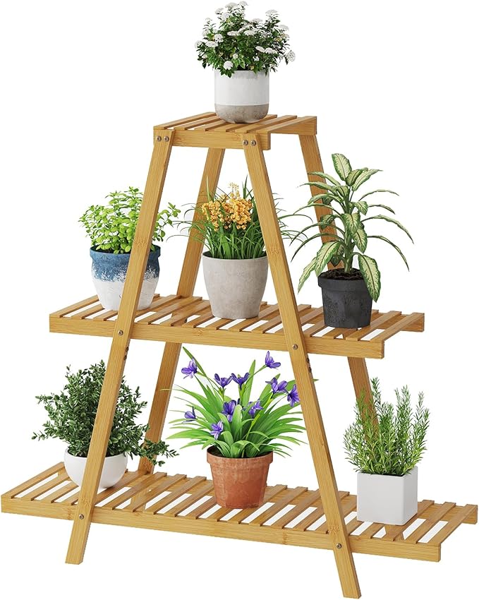 Plant Stand For Indoor Outdoor Tiered Plant Shelf 3 Tier 8 Potted Bamboo Flower by LifeTakesaDifferentTurn