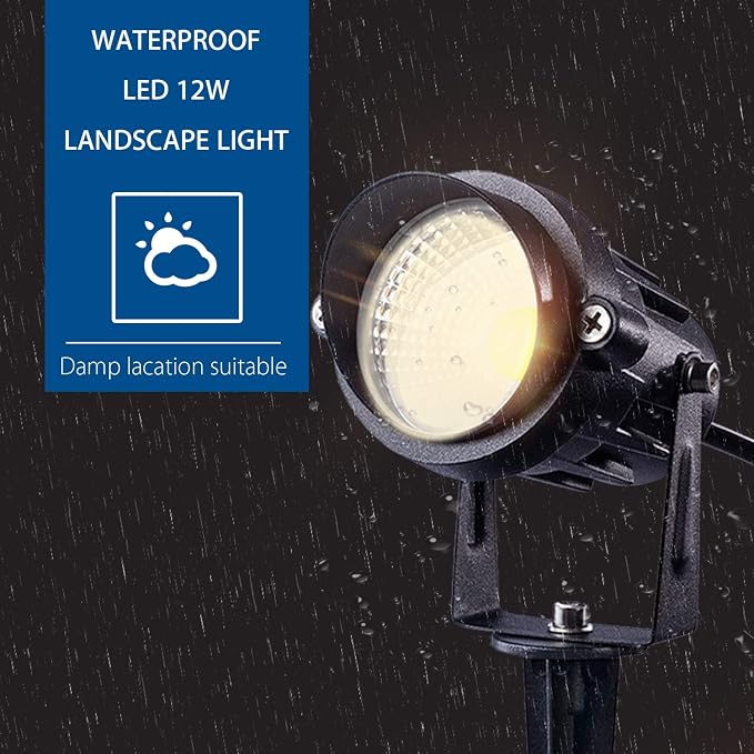 SUNVIE 12W LED Landscape Lighting Low Voltage Waterproof Garden Pathway Lights - Image 4
