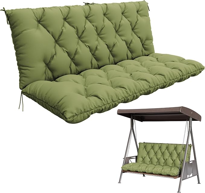 Porch Swing Cushion with Backrest, Waterproof Bench Cushion by Pakunoda