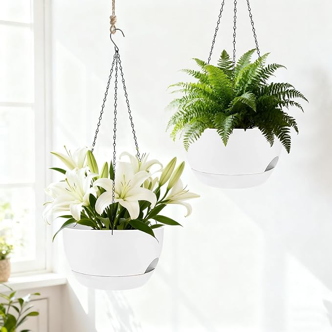 Set of 2-8 Inch Self Watering Hanging Planters - Image 5