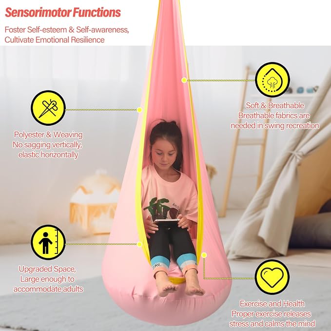 Kids Pod Swing Seat, Max 300 Lbs, Child Sensory Swing Chair Indoor & Outdoor - Image 5
