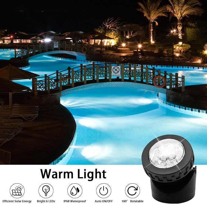 AVEKI Solar Pond Spotlights, 12 LED Solar Underwater Lights - Image 6