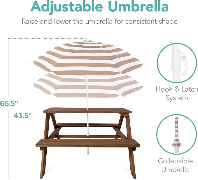 Best Choice Products Wooden Kids Picnic Table - Image 7