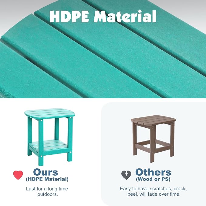 Adirondack Outdoor Side Table, 16.5” HDPE Small Patio Table - Image 5