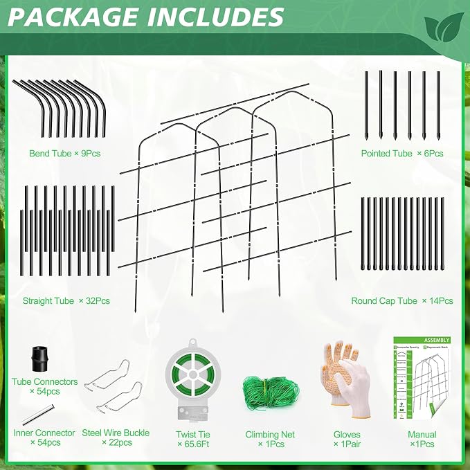 Tall Garden Arch Trellis for Climbing Plants Outdoor, 7.2 ft Walkway Trellis - Image 8