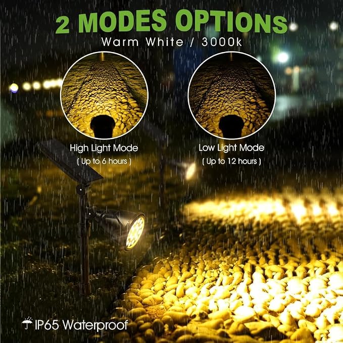 DBF Solar Outdoor Lights, 600LM Solar Spot Lights Outdoor Waterproof, 18 LED - Image 3