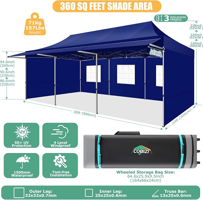 COBIZI 10x30 Pop Up Canopy Tent - Image 5