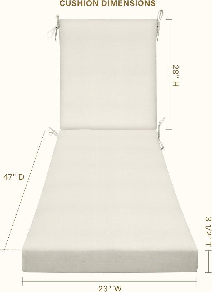 Honeycomb Outdoor Heritage Chaise, 23 x 75, Textured Solid Bone Chair Cushion - Image 4