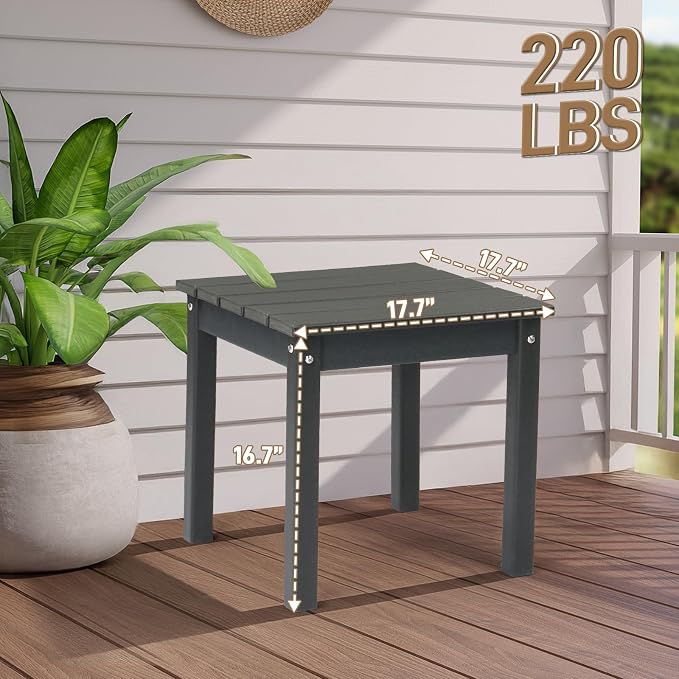Outvita Adirondack Side Table, 18 Inch Square Outdoor End Table, HDPE Weather - Image 2