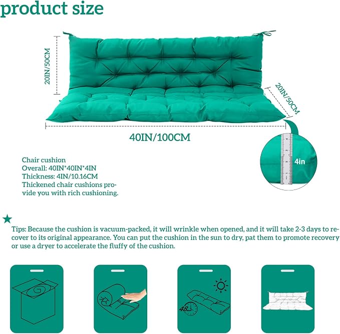 Outside Benches Cushion with Backrest, Thicken Waterproof Swing Cushions 2/3 - Image 5