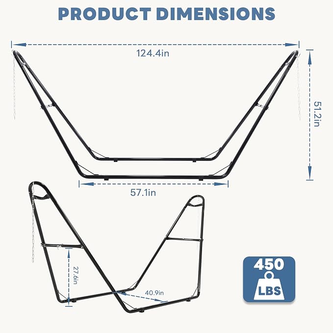 DUMOS Universal Double Hammock Stand Only, Heavy Duty Hammock Stands - Image 2
