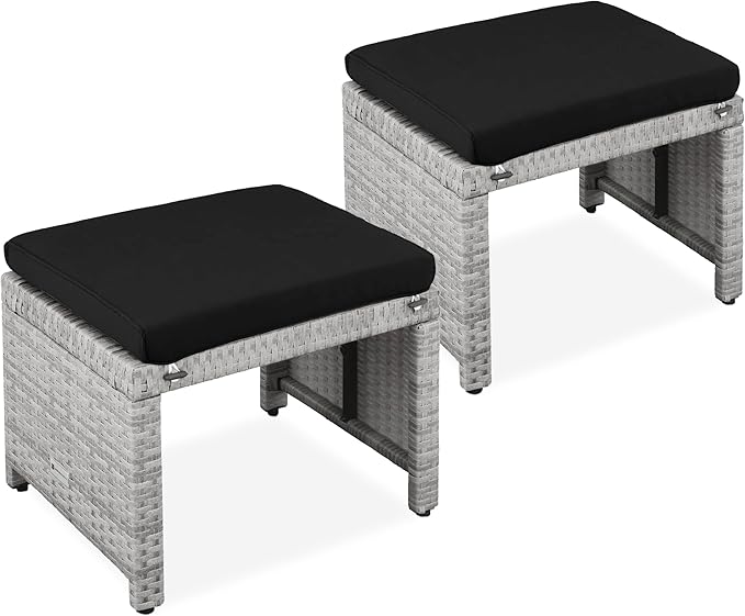 Best Choice Products Set of 2 Wicker Ottomans, Additional Seating, Side Table by BestChoiceProducts