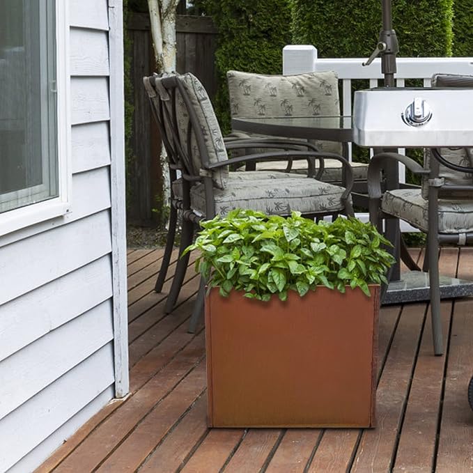Corten Steel Planter Box Metal Planters Square Outdoor Steel Planter Cube - Image 7