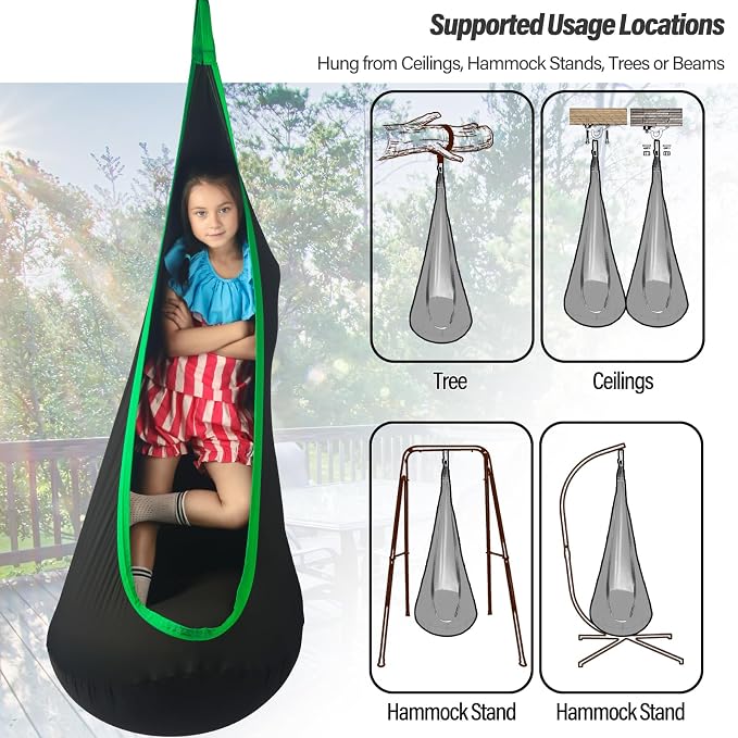 Kids Pod Swing Seat, Max 300 Lbs, Child Sensory Swing Chair Indoor & Outdoor - Image 6