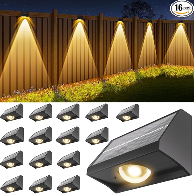 Solar Fence Lights Outdoor Waterproof High Brightness LED Spot Lens Deck Lights by SenLuKit