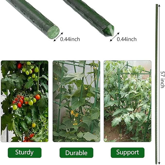 Garden Plant Stakes 57 Inch Steel Plant Stick Support, 25 Pack Tomato Stakes - Image 3