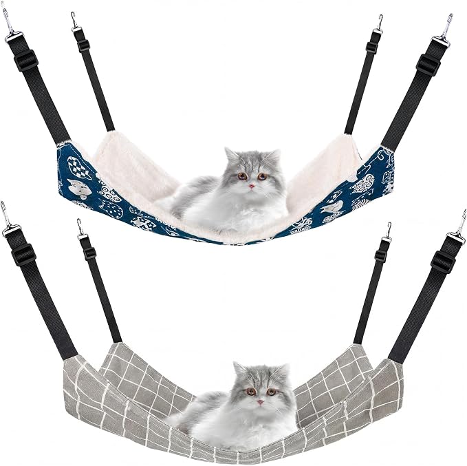 Jetec 2 Pack Cat Hammock for Cage, Catio Accessories Reversible Soft Cats Bed by Jetec