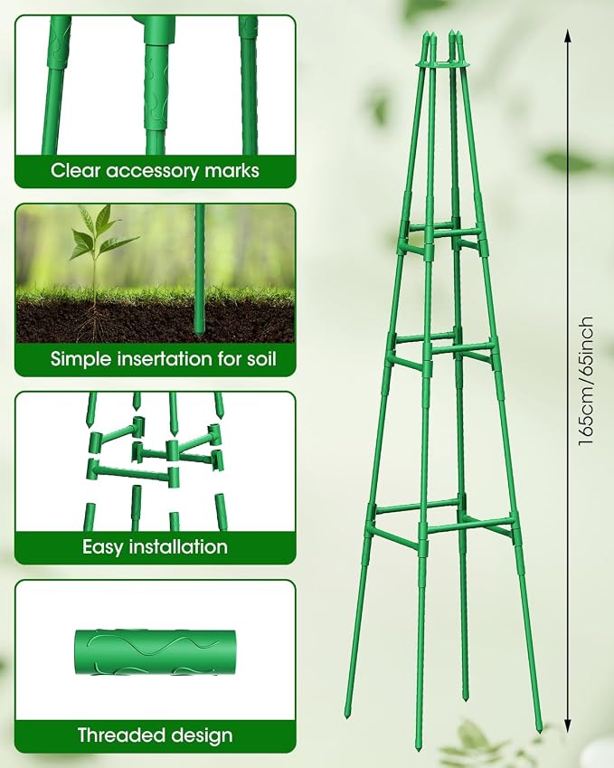 4 Pack Garden Trellis for Climbing Plants Outdoor, 6FT Plant Trellis Support - Image 4