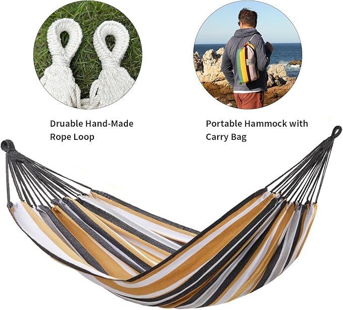 Brazilian Double Hammock with Tree Straps, Extra Large 94x63IN, 2 Persons - Image 6
