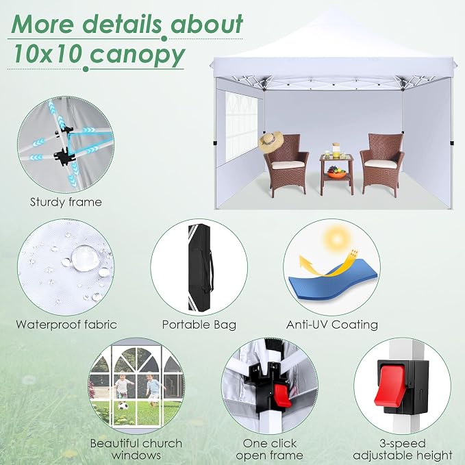 COBIZI Canopy 10x10 Pop Up Canopy Tent - Image 3