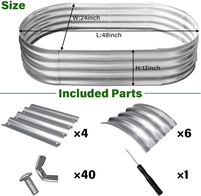 Galvanized Raised Garden Bed for Outdoor: 4X2X1ft Durable Metal Vegetable Plant - Image 6