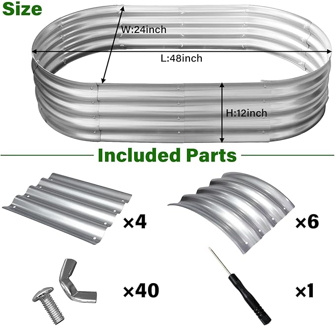 Galvanized Raised Garden Bed for Outdoor: 4X2X1ft Durable Metal Vegetable Plant - Image 5