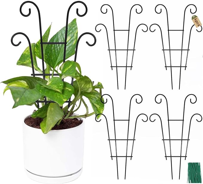Coomin Small Plant Trellis for Climbing Plants Indoor, 14.5in Metal House Plant by COOMIN