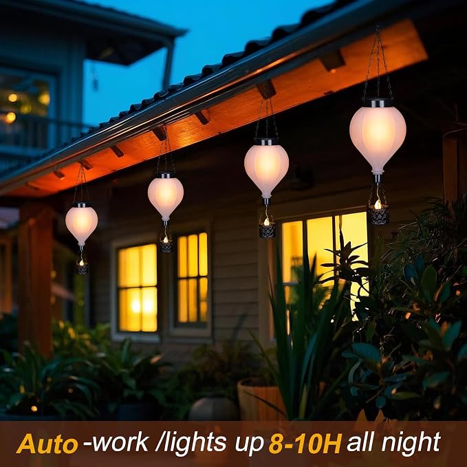 Hanging Solar Lantern Outdoor Garden Decor Hot Air Balloon Lantern - Image 3