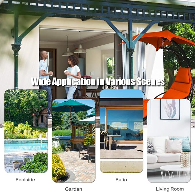 Giantex Hanging Chaise Lounger Chair, Arc Stand Porch Swing Chair w/Canopy - Image 8