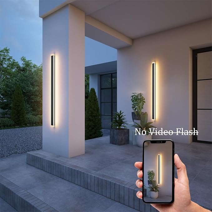 2 Pack 47.2In Long Outdoor Wall Light IP65 Waterproof, 35W Black Modern LED - Image 7