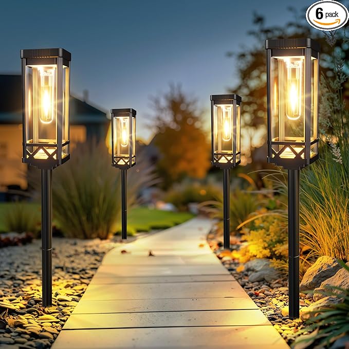 KOOPER Taller Solar Pathway Lights Outdoor, 6 Pack Upgraded Brighter Solar by KOOPER