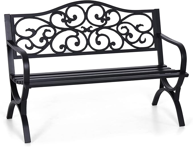 Sophia & William 50" Outdoor Garden Bench Patio Park Bench, Cast Iron Metal by SophiaWilliam