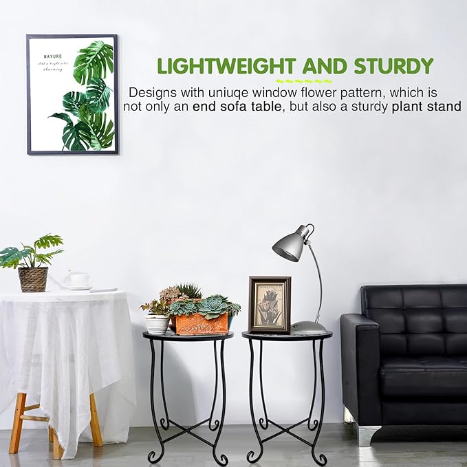 Fashion&cool Side Tables for Small Space, Metal Outdoor Indoor Round Side Table - Image 6