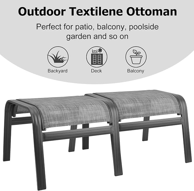 Patio Outdoor Ottoman Footstools Assembled Aluminum Footrest Side Table Small - Image 5