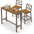 Outdoor Bar Height Table and Chairs Set, 3 Piece Patio Pub Bar Set by COZYMAN